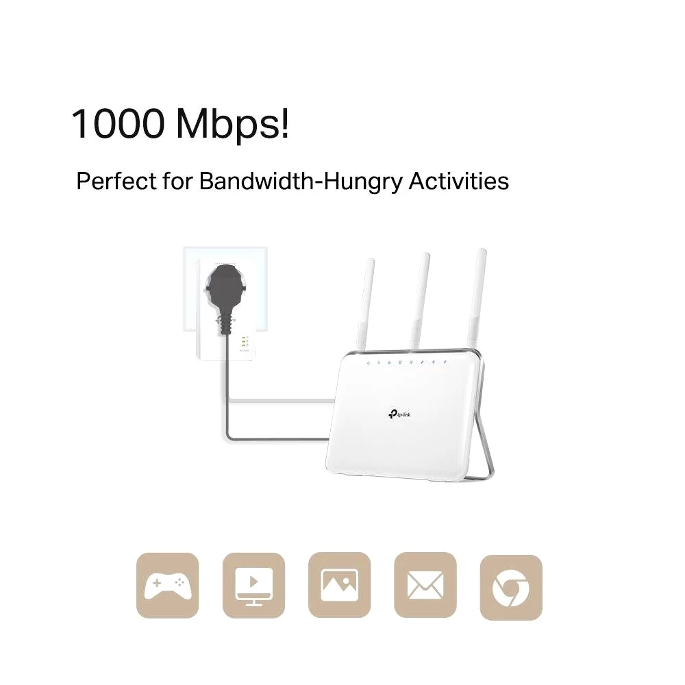 tp-link TL-PA7017P KIT AV1000-Gigabit-Powerline-Adapter Netzwerk-Adapter, KIT mit Steckdose Weiß