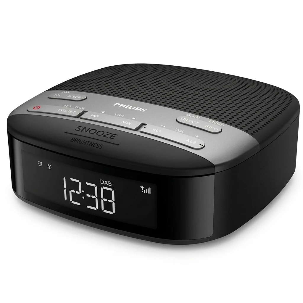 Philips TAR 3505/12 Uhrenradio , FM-Tuner, 1 W, Radiowecker, DAB+/UKW, doppelter Alarm