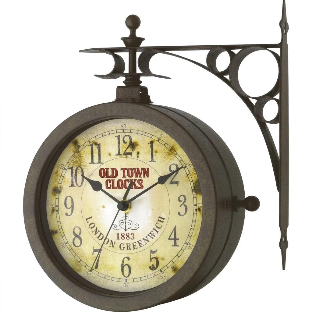 TFA Dostmann Wanduhr Nostalgie Wanduhr und Thermometer Old Town 603011
