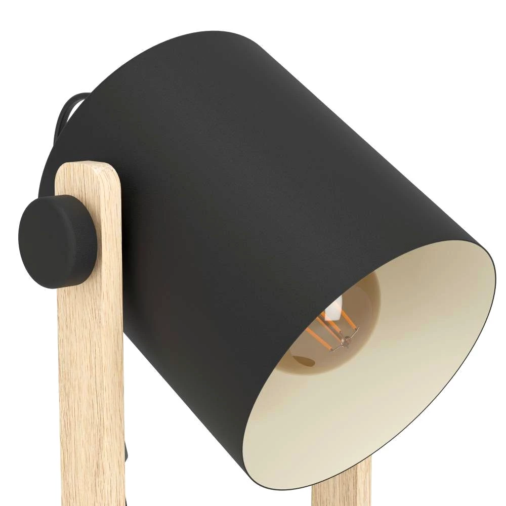 EGLO Tischleuchte HORNWOOD Tischlampe, Nachttischlampe, Retro, Industrial, Stahl, Holz